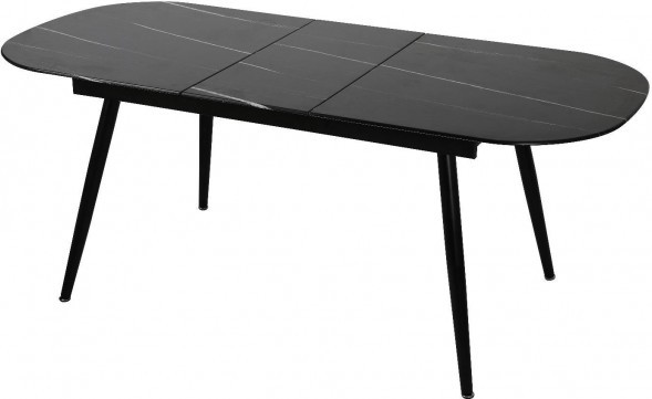 Стол Marble овальный раздвижной 160/200 х 90х78см, чёрный мрамор