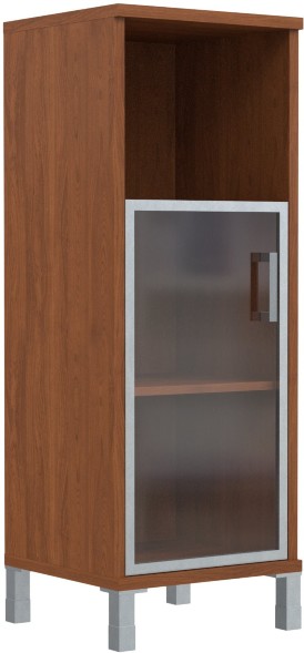 Шкаф-колонка средняя с малой стеклянной дверью в AL-рамке B 421.4(L) Орех Гарда 475х450х1286